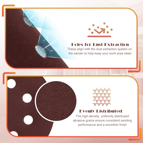 1500 Grit Sanding Discs Sandpaper, Jamiikury 5 Inch Orbital Sander Sandpaper Hook and Loop Sanding Pads Round Sand Paper - Pack of 100