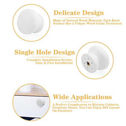 Wood Drawer Knobs, 1 Inch, White, Mushroom Shape, 8PCS - color: White, size: 1"/(8pcs)