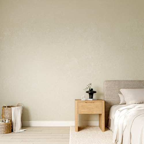 ReWallpaper Limewash Wallpaper Peel and Stick Beige Textured Wallpaper - color: Warm Beige Concrete, size: 15.8in x 10ft