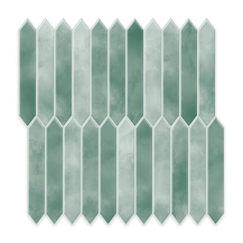 10 Sheets Thicker Peel and Stick Backsplash, 12"x12" Peel and Stick Wall Tiles, Hexagon Look Tiles Backsplash for Kitchen and Bathroom, Light Green - color: Light Green