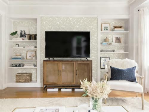 Peel and Stick Wallpaper for Bedroom Khaki&Beige Leaf Self-Adhesive - color: Khaki and Beige, size: 17.3" x 393"