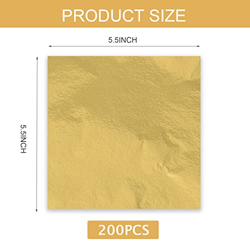 200Pcs Gold Leaf Sheets for Gilding, Art, Crafting, 5.5"x5.5" - size: 200pcs