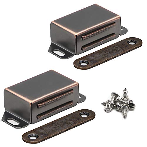 20 lbs Magnetic Door Catch, Heavy Duty Latch for Cabinets Shutter Closet Furniture Door, Stainless Steel Cabinet Catch, Oil Rubbed Bronze (2 Pack) - color: 2PCS