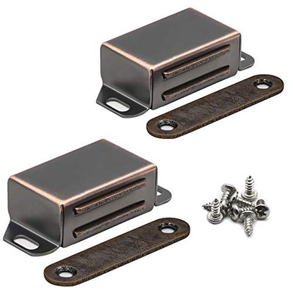 20 lbs Magnetic Door Catch, Heavy Duty Latch for Cabinets Shutter Closet Furniture Door, Stainless Steel Cabinet Catch, Oil Rubbed Bronze (2 Pack) - color: 2PCS