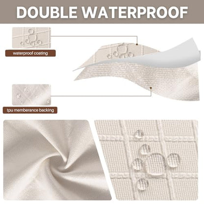 SearchI Waterproof Dining Chair Seat Covers Set of 4, Check Beige - color: Check Beige