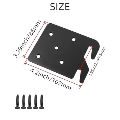 Heavy Duty Bed Rail Brackets for Bed Frame, Black-2 Pcs - size: Hook Plates