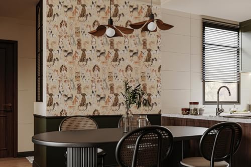Peel & Stick Waterproof Vinyl Wallpaper Animal- Dog & Camper Themes, Removable for Bathroom, Laundry Room & Locker Contact Paper (17.32"x 118.11") - color: Cute Dog, size: 17.32"x 118.11"