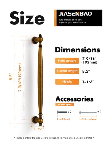 5 Pack Antique Brass Cabinet Pulls 7-9/16" Hole Center - color: Antique Brass, size: 7-9/16" hole center