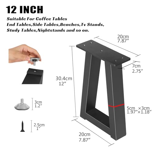 12 Inch Trapezoid Metal Table Legs Bench Legs,DIY Furniture for Coffee/Side Table, Bench Stool Cabinet Feets - Black, Set of 2 - size: 12 '' Trapezoid