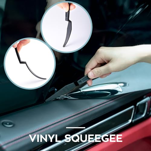 FOSHIO Knife Tape Window Tint Kit, 5M Finish Line and 2PCS Felt Squeegee with Felt Replacements, Vinyl Cutter Knife Utility Knife and 10PCS Blades, 2PCS Micro Squeegee Corner Squeegee Vinyl Wrap Tools
