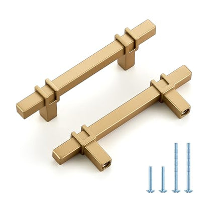 HOME EDIT 3 inch Cabinet Handles, 10 Pack Kitchen Cabinet Handles Gold Drawer Pulls Zinc Alloy Square Bar Kitchen Pulls - color: Gold, size: 3 Inch Hole Center