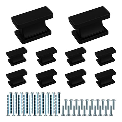10PCS 1.4" Matte Black Cabinet Knobs, Zinc Alloy Kitchen Cabinet Knobs, Modern Dresser Handles Pulls for Kitchen, Bathroom, Closet, Cupboard, Wardrobe
