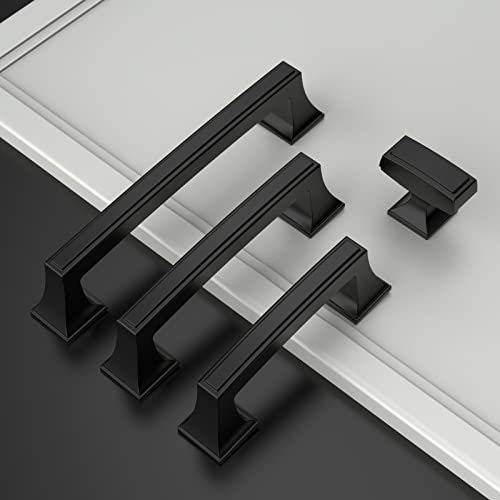 Amerdeco 10 Pack Matte Black Cabinet Pulls 3-3/4 Inch(96mm) Hole Center Cabinet Hardware Kitchen Cabinet Handles for Bathroom Drawer Pulls Dresser Pulls ZH0010 - color: Matte Black, size: 3.75"/96MM Hole Center
