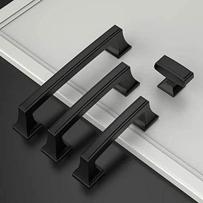 Amerdeco 10 Pack Matte Black Cabinet Pulls 3-3/4 Inch(96mm) Hole Center Cabinet Hardware Kitchen Cabinet Handles for Bathroom Drawer Pulls Dresser Pulls ZH0010 - color: Matte Black, size: 3.75"/96MM Hole Center