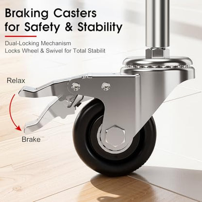 Caster Wheels, Threaded Stem Casters Set of 4 Heavy Duty,1/2"-16 x 1(Stem Diameter 1/2", Length 1"), Dual Locking Caster, Industrial Castor Wheels for Furniture,Carts - color: Silver-Black