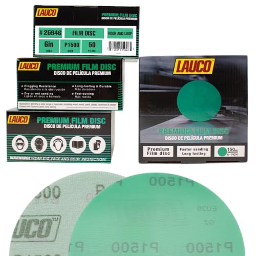 Premium 6" Hook and Loop Sanding Discs (Box of 50) - Hook and Loop Backing Discs for DA Orbital Sanders - Automotive Sanding Wood Furniture Finishing (GRIT-1500) 25946 - size: GRIT-1500