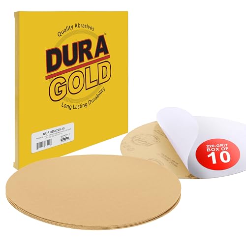 Dura-Gold 8" Gold PSA Sanding Discs, 220 Grit (Box of 10) - Self Adhesive - size: 220-Grit