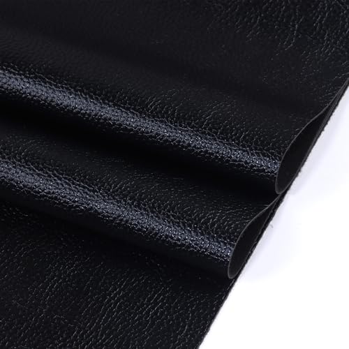 Ramya Faux Leather Sheets Roll 12" X 53"(30cm X 135cm) Upholstery Faux Leather Suitable for Handmade DIY, Earrings, Hair Clips, Sewing Crafts Projects (Black) - color: Black