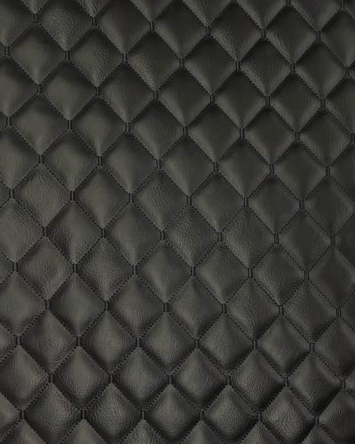 Vinyl Soft Grain Fine Thread Quilted Foam Fabric with 3/8" Foam Backing Upholstery / 52" Wide/Sold by The Yard/FABRIC EMPIRE - Black, Navy HQ Black Thread Diamond 2" x 3" - color: Black With Navy Threading, size: Diamond 2" x 3"