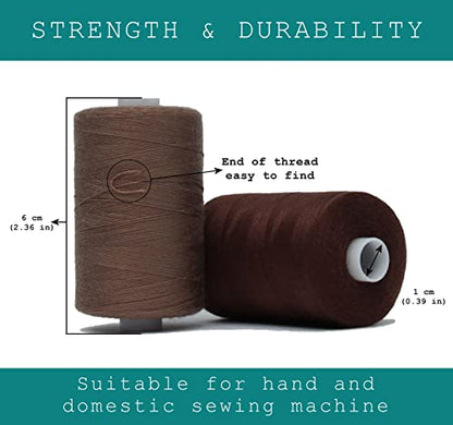BlesSew Sewing Thread in Brown Color Tones - 10 Spools of Polyester Thread for Sewing Machine for Beginners, Hand Stitching & Quilting - 1000 yds Per Spool - color: Brown-Khaki-Neutral
