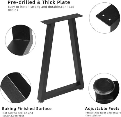 NXN-HOME 16 inch Trapezoid Metal Legs, Coffee Table Legs, Bench Metal Legs, Set of 2 Mid Century Home DIY Projects Black Furniture Legs(16”H x 10.8”W) - size: 16 inches-Trapezoid