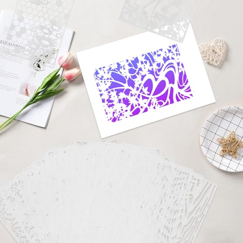16 PCS Stencils for Painting, Mixed Geometry Texture Stencils for Painting on Wood, Wall, Fabric, Card Canvas - style: Flowers