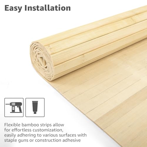 Art3d 48 x 96 in Pole Wrap Natural Bamboo Wall Panel, 2-Pack, Raw - color: Raw, size: 2-48 inches x 96 inches