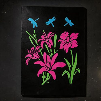 TIAMECH A4 Reusable Lily Flower Dragonfly Stencil for Painting - color: Lily Flower Dragonfly