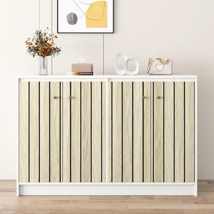 Light Oak Wood Slat Wall Panel Peel and Stick 3D Foam Wood Slat Wallpaper Removable Self Adhesive Wooden Contact Paper for Cabinets Bedroom Accent Wall Living Room Interior Decor 16.8"x118" - size: 16.8" x 118"