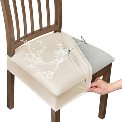 FUANGUI Dining Chair Covers Set of 2, Kitchen Chair Seat Covers - color: Pu-white
