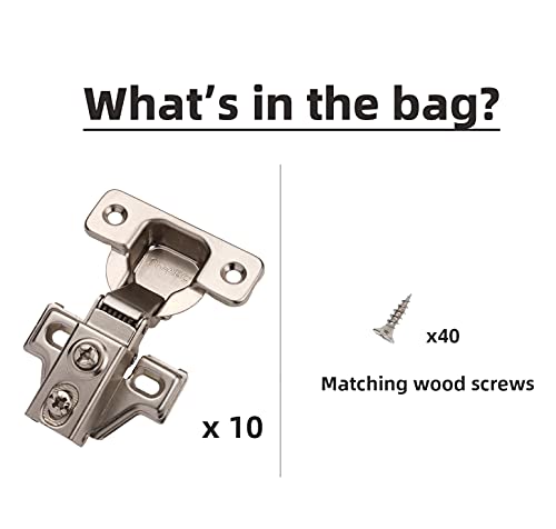 DecoBasics 5/8" Overlay Full Overlay Soft Close Cabinet Hinges for Kitchen Cabinets (10 PCS)- 105° Face Frame Concealed Cabinet Door Hinge -3 Way Adjustability Matching Screw & Easy Installation