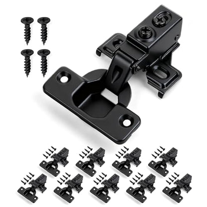 Mousike 10 Pack (5 Pair) Soft Close Cabinet Hinges, 1/2 Overlay Soft Close Hinges for Kitchen Cabinet, Stainless Steel, Built-in Damper, 100 Degree Opening Angle, 6 Way Adjustment - color: Black, size: 10 Pack
