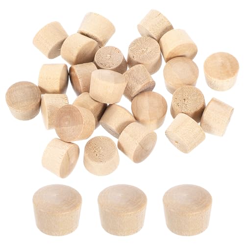 uxcell 56Pcs Wood Button Plugs, 9.5mm/0.37" Flat Head Hardwood Screw Hole Plug Wooden Caps Buttons Wood Plug for Furniture Woodworking Craft Decor (11mm x 9.5mm) - size: 11x9.5x8mm