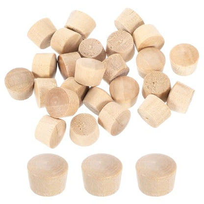 uxcell 56Pcs Wood Button Plugs, 9.5mm/0.37" Flat Head Hardwood Screw Hole Plug Wooden Caps Buttons Wood Plug for Furniture Woodworking Craft Decor (11mm x 9.5mm) - size: 11x9.5x8mm