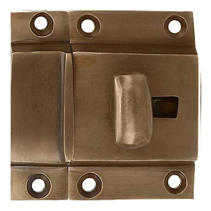A29 Cabinet Latch, Solid Brass, Windsor Design, Antique Brass Plated - color: Antique Brass-P