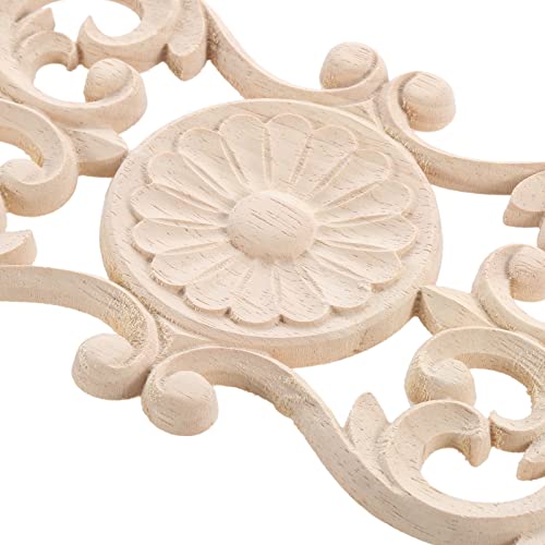 2Pcs Wood Onlays Appliques, Long Wooden Carved Center Carvings Decals - color: 2-Pack, size: 15.8" x 3.6"
