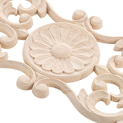 2Pcs Wood Onlays Appliques, Long Wooden Carved Center Carvings Decals - color: 2-Pack, size: 15.8" x 3.6"