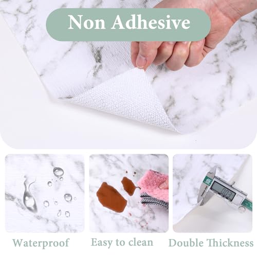 2-Layer Drawer and Shelf Liner for Kitchen Cabinet: 20 in X 10 Ft Non Slip - color: White Marble, size: 19.7"W x 118.1"L