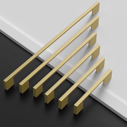Amerdeco 10 Pack Brushed Gold Cabinet Pulls 7.5" - color: Brushed Gold, size: 7.5" hole center