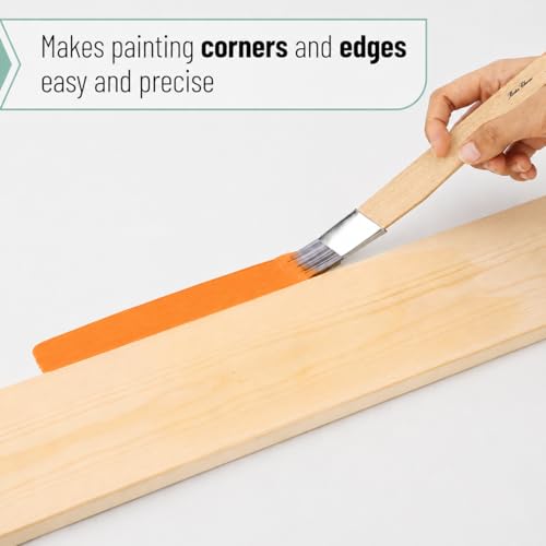 Bates- Detail Trim Paint Brushes, 4 Pack, 6/12/16/25mm, Angled Cutting-in Brushes with Wooden Handles & Synthetic Bristles for Precise Edging, Touch-Ups, Door Frames, Baseboards & Painting Projects