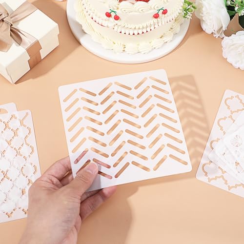 Xindojuz 16Pcs Geometric Stencils for Crafts Reusable, Plastic Texture Planner Stencils Layering Stencil for Painting on Wood, Wall, Furniture, Scrapbooking Fabrics Decor DIY Supplies (6x6 Inch)