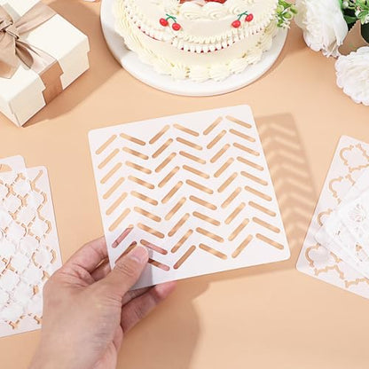 Xindojuz 16Pcs Geometric Stencils for Crafts Reusable, Plastic Texture Planner Stencils Layering Stencil for Painting on Wood, Wall, Furniture, Scrapbooking Fabrics Decor DIY Supplies (6x6 Inch)