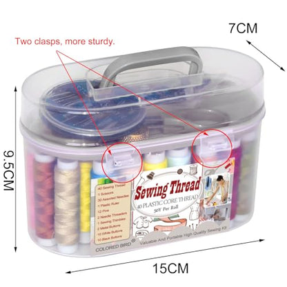 40 Spools of Sewing Thread,Gift Box Portable Basic Sewing Repair Kits (Grey) - color: Gray