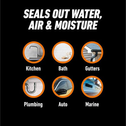 Gorilla 100% Silicone Caulk, Kitchen & Bath Sealant, 10oz Cartridge, Clear - color: Clear, size: 10 Ounce