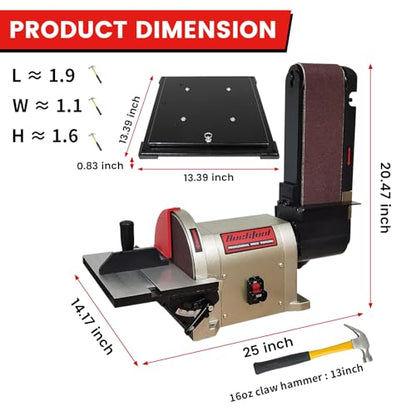 BUCKTOOL Rotating Base Belt Disc Sander with Y-Fitting,4x36" Belt,8" Disc - size: 3/4 HP & 4"x36" & 8" & Rotating Base