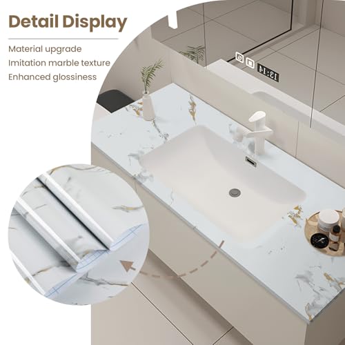 Marble Contact Paper Gold Peel and Stick Wallpaper for Kitchen Countertop - color: Gold/White, size: 11.8" x 78.7"