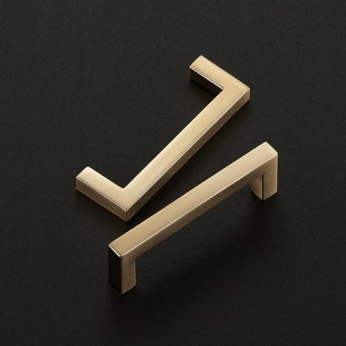 Ravinte Champagne Bronze Cabinet Handles Solid Cabinet Pulls 3 Inch 5 Pack - color: Champagne Bronze, size: Flat Black 3'' Hole Center