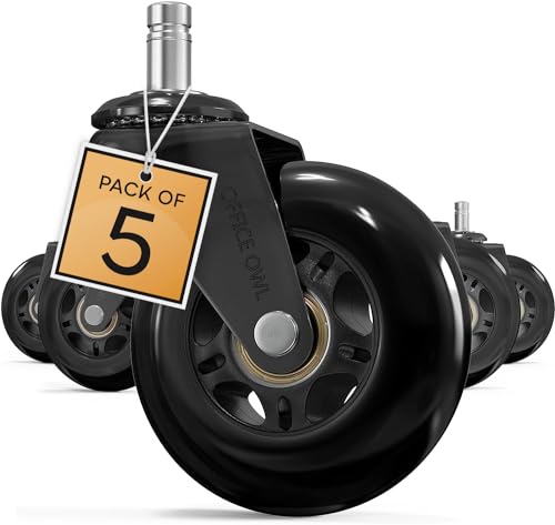 5 Pack Office Chair Wheels, Universal Replacement Casters for Desk Chairs - style: Black - 5 Pack