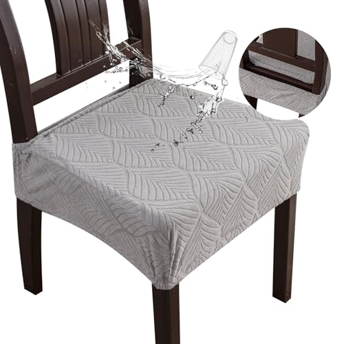 Waterproof Stretch Dining Chair Seat Covers, Set of 6 Light Gray - color: Light Gray, size: 16-20in-Rear-gapped