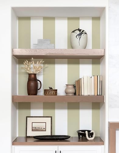 Erfoni 17.7"x118" Brown and White Wallpaper Stripe Peel and Stick Wallpaper - color: Brown and White, size: 17.7" x 118"